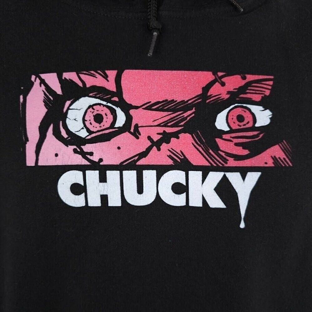 Chucky Childs Play Sweatshirt Hoodie Mens Size Small Black Lets Be Friends - Picture 3 of 8